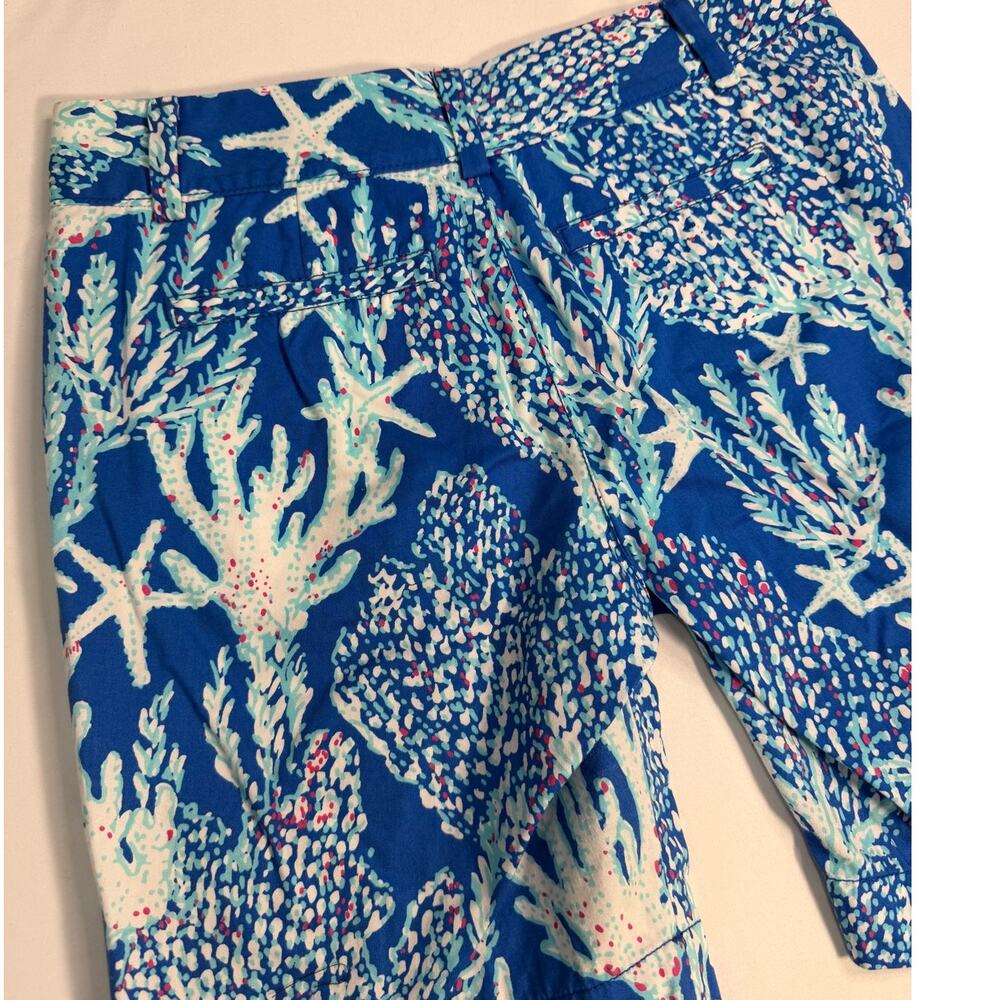 Lilly Pulitzer Chipper Shorts Size 4 Blue Coral Starfish Coastal Print Reef - Picture 10 of 13